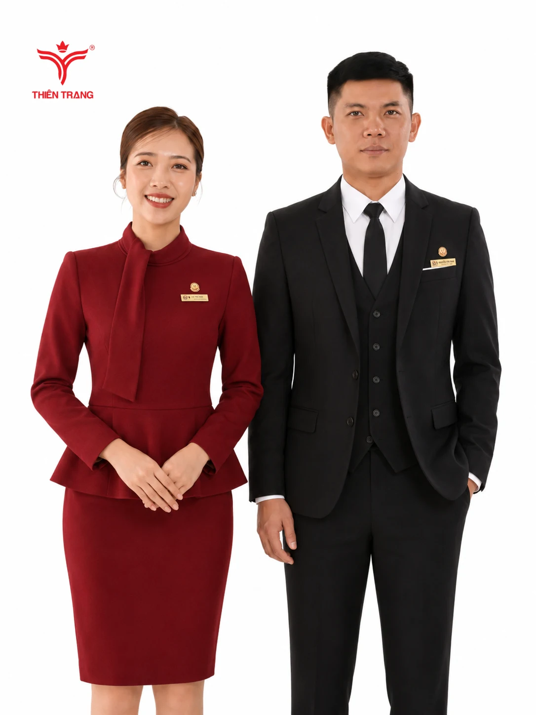 Đồng phục lễ tân peplum tinh tế tôn dáng