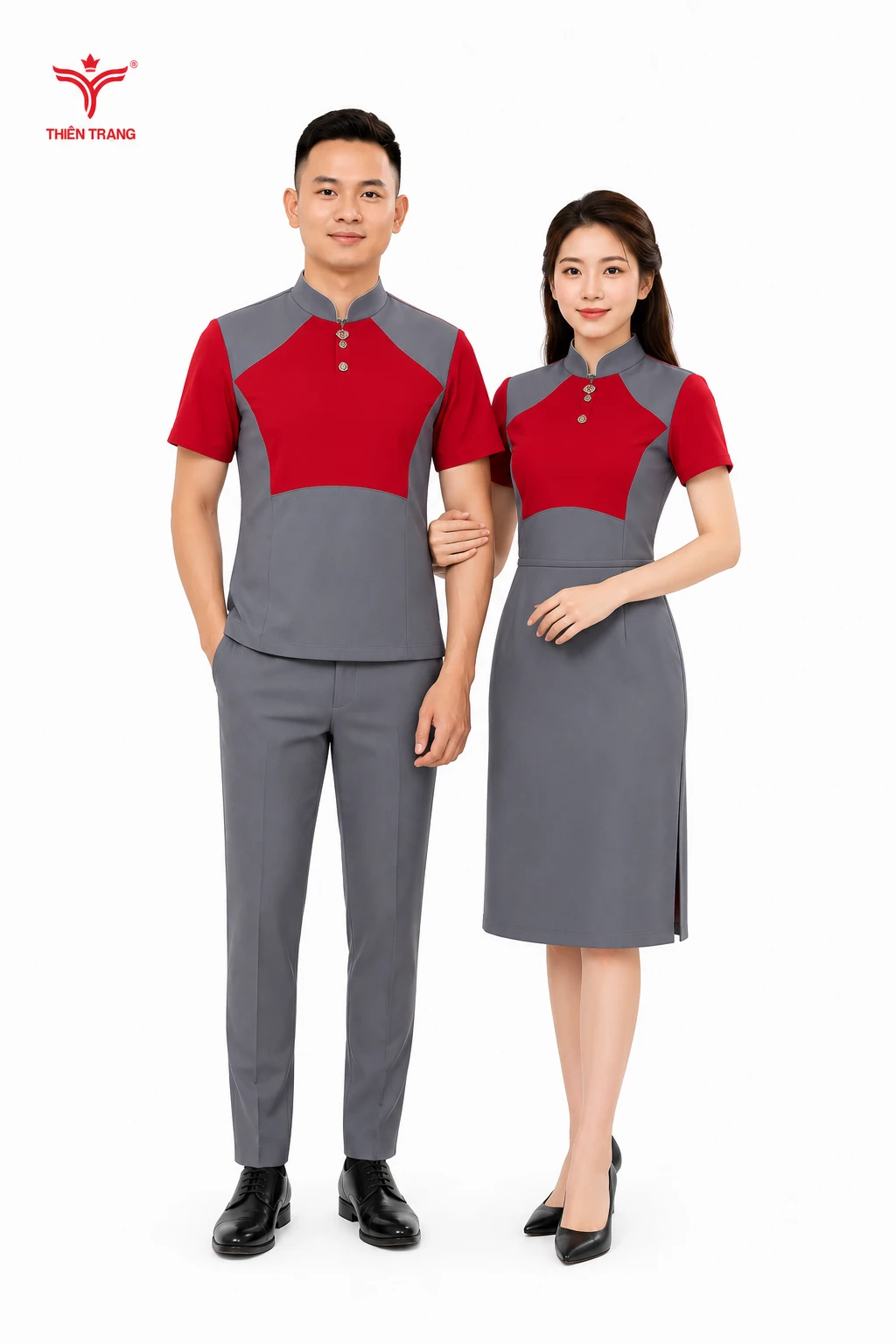 Đồng phục lễ tân cổ tàu khuy ngọc - Ảnh 2