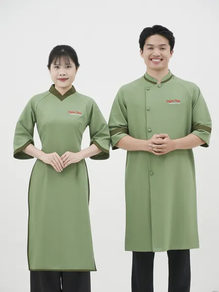 Đồng Phục Lễ Tân Xanh Rêu