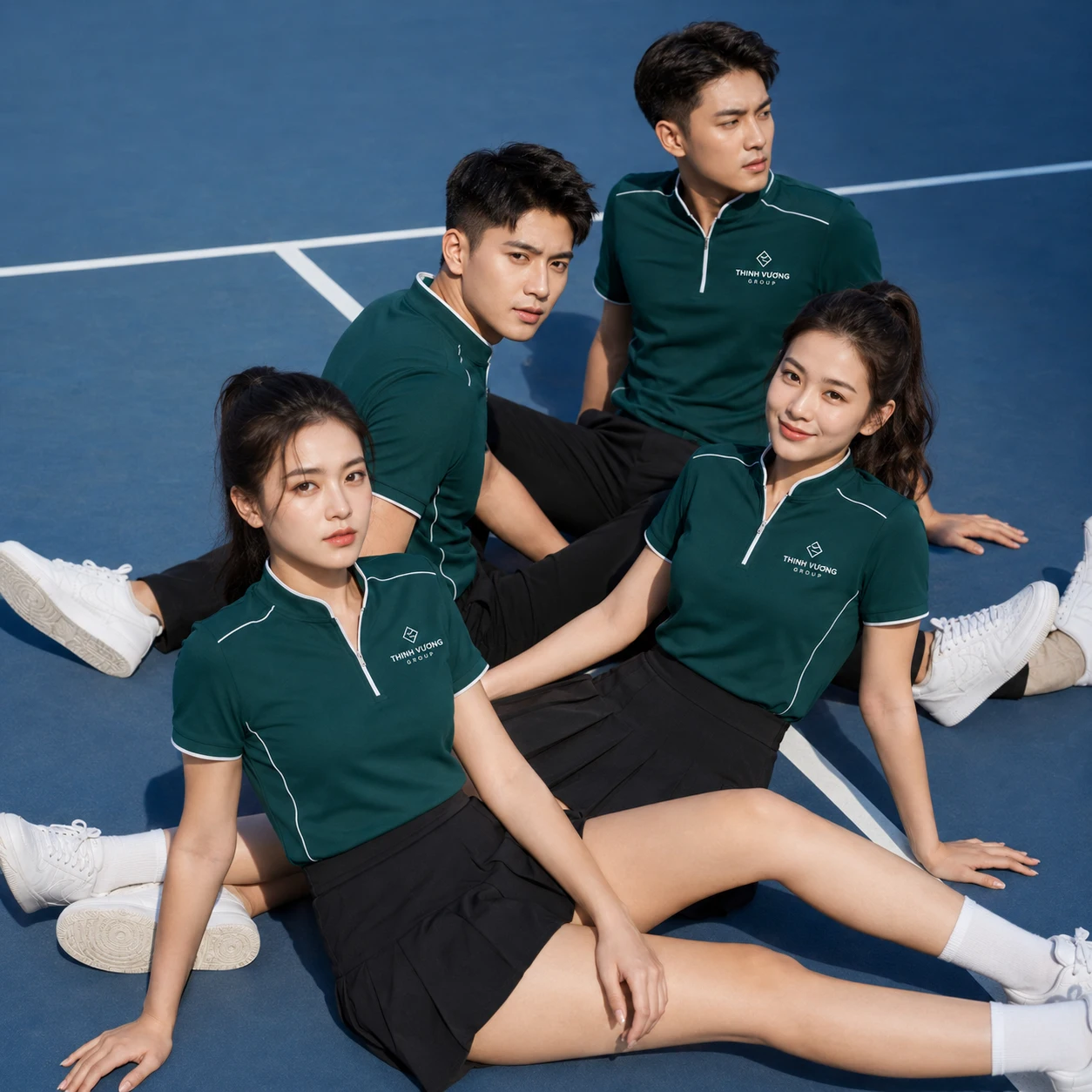 Đồng phục áo thun cổ trụ phối dây kéo - Ảnh 7