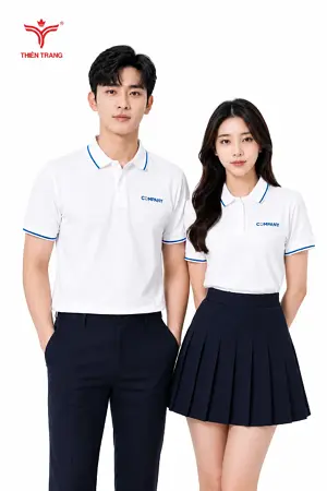 Áo thun polo phối bo kẻ chỉ