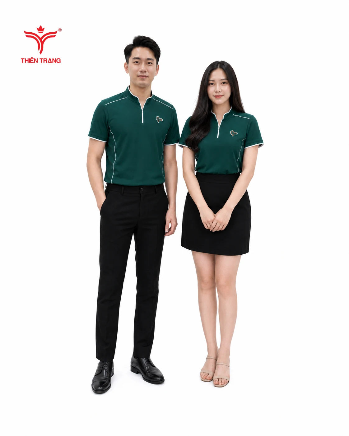 Đồng phục áo thun cổ trụ phối dây kéo - Ảnh 2