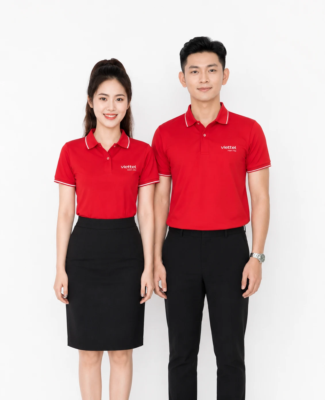 Áo polo bo viền phối quần âu/chân váy