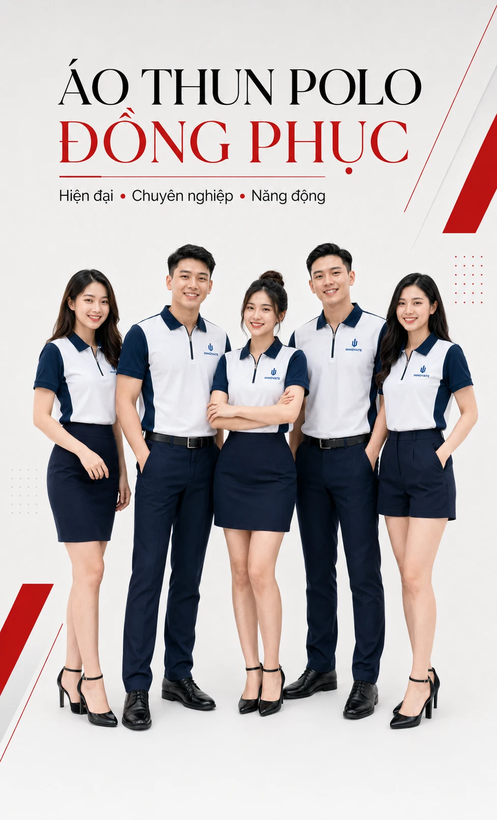 Áo polo cổ khóa kéo phối sườn