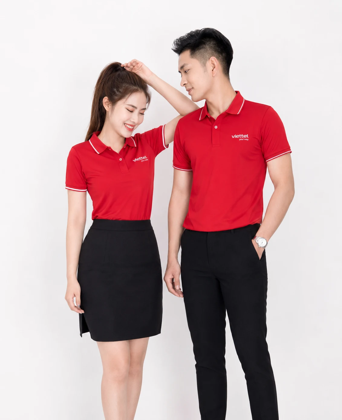 Áo polo bo viền phối quần âu/chân váy - Ảnh 3