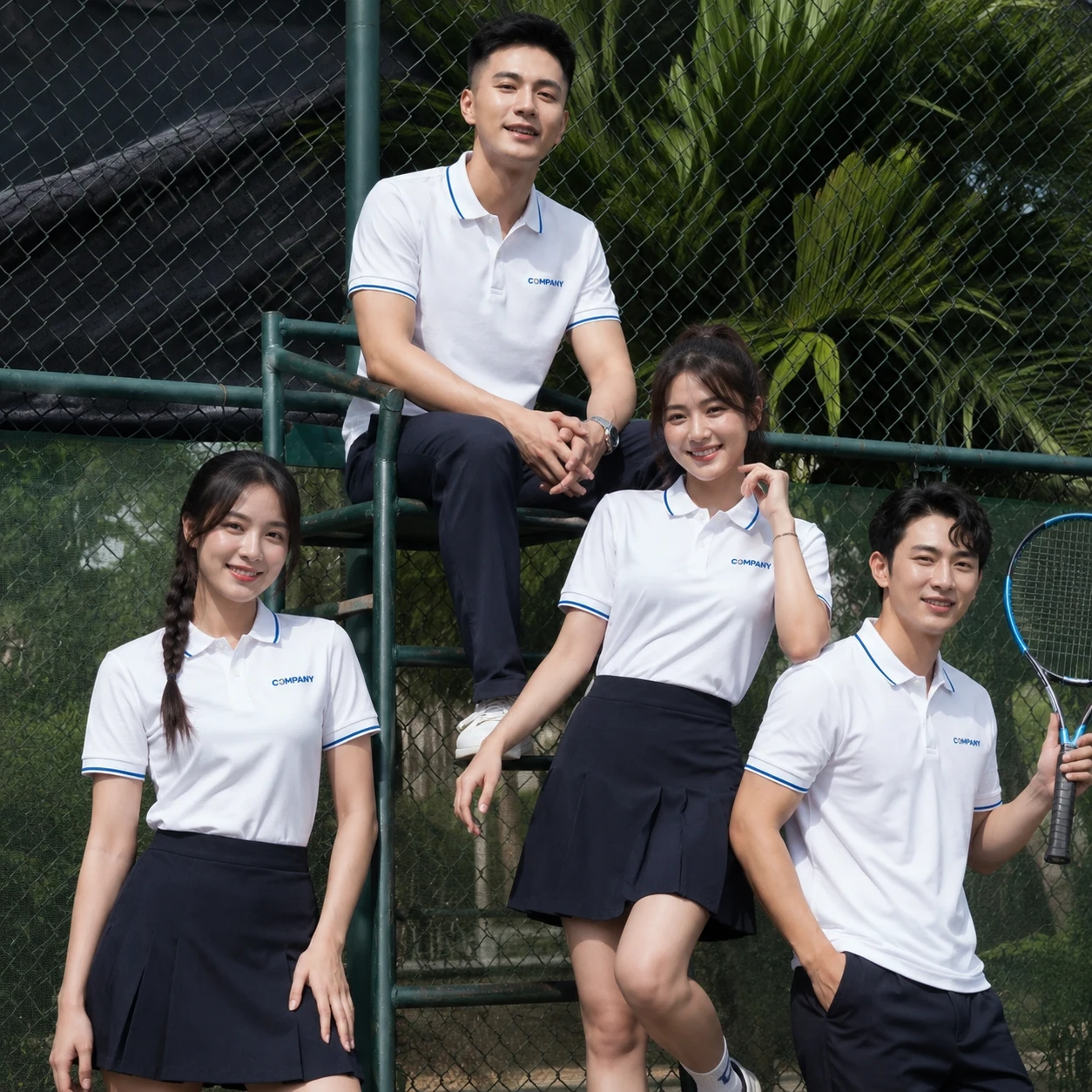 Áo thun polo phối bo kẻ chỉ