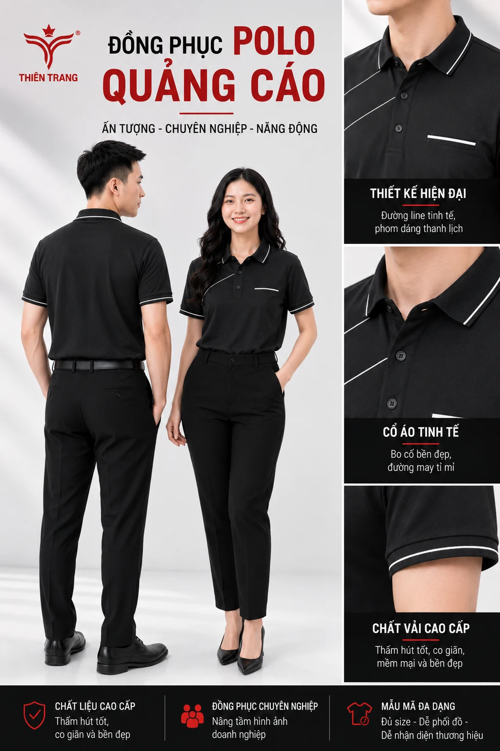Đồng phục áo thun cổ bẻ cao cấp