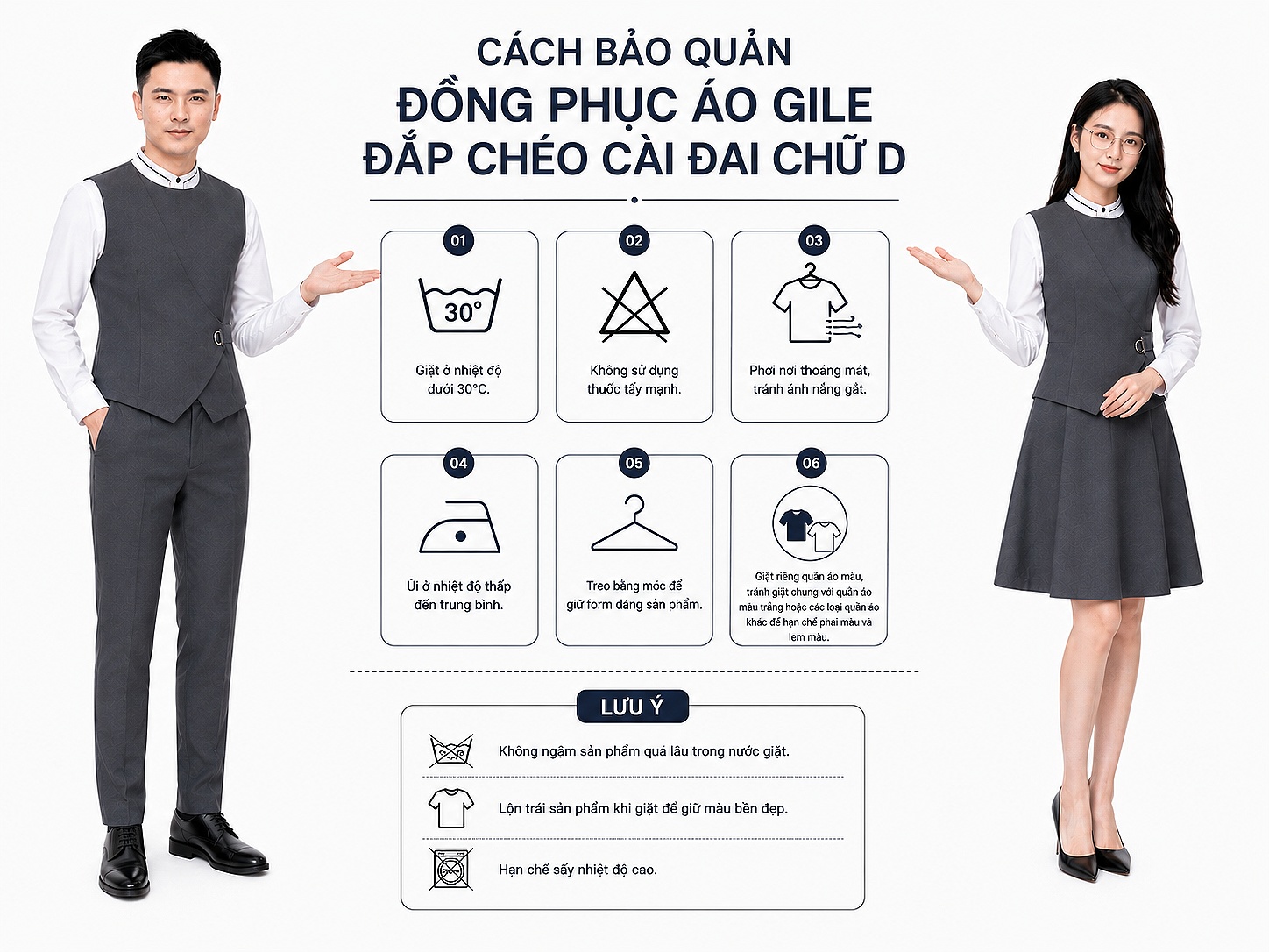 Cách bảo quản áo gile đồng phục luôn bền đẹp