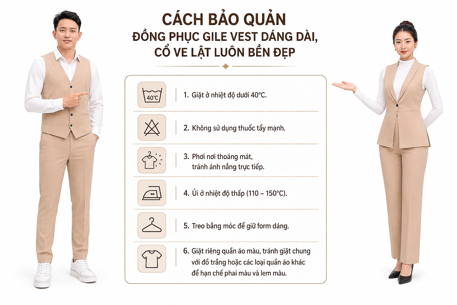 Chất Liệu Nào Giúp Đồng Phục Gile Vest Dáng Dài, Cổ Ve Lật Luôn Giữ Được Form Đẹp?
