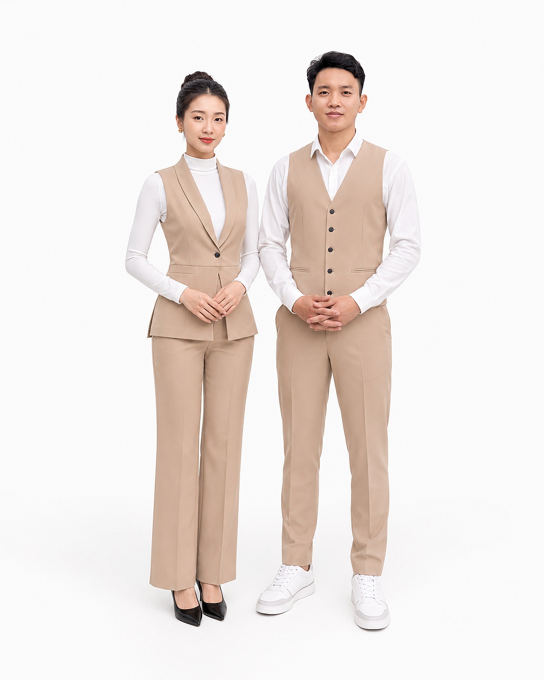 Thông tin sản phẩm đồng phục gile vest dáng dài, cổ ve lật