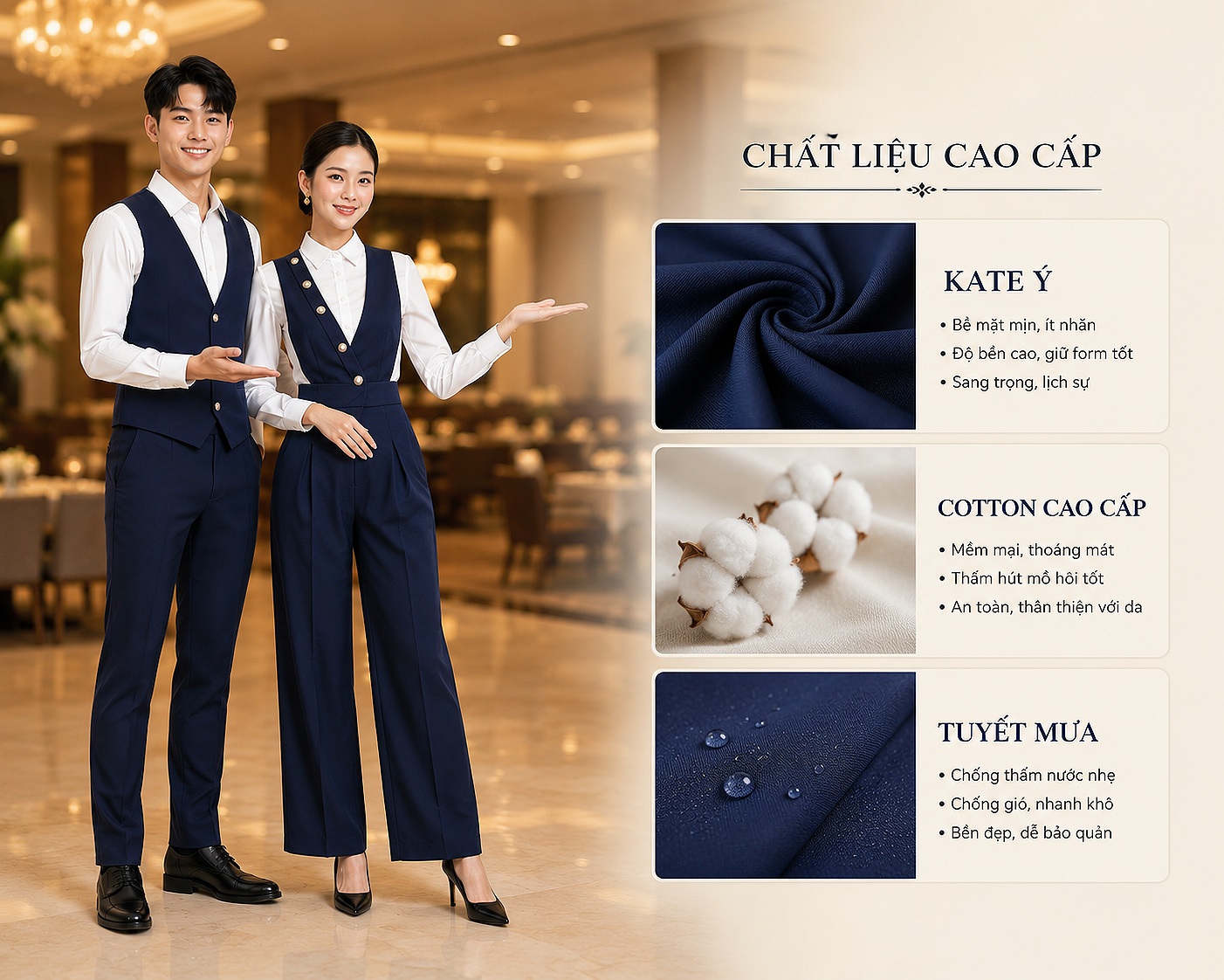 Chất Liệu Phù Hợp Cho Đồng Phục Áo Gile Hai Dây Bản To Phối Cúc
