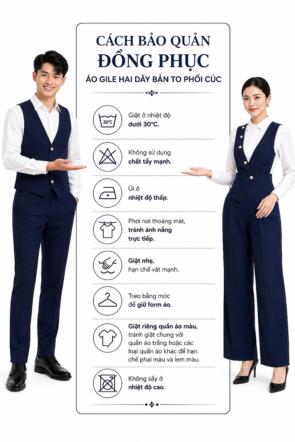Cách Bảo Quản Đồng Phục Áo Gile Hai Dây Bản To Phối Cúc Luôn Như Mới