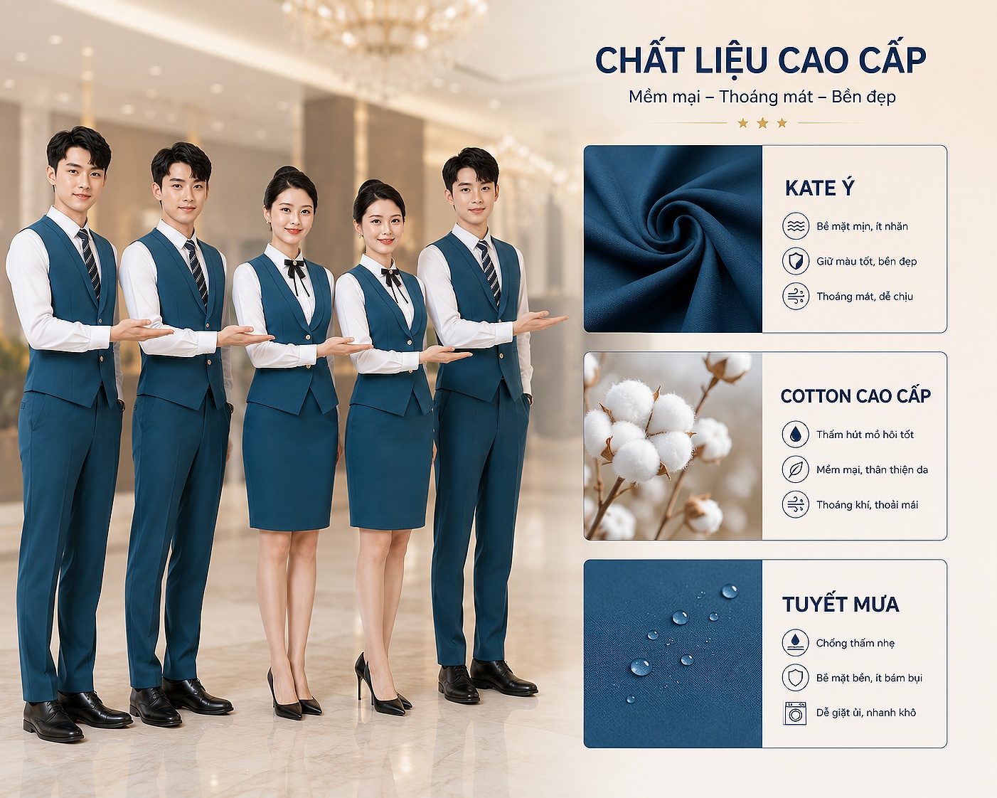 Chất liệu cao cấp mang đến sự thoải mái và bền đẹp