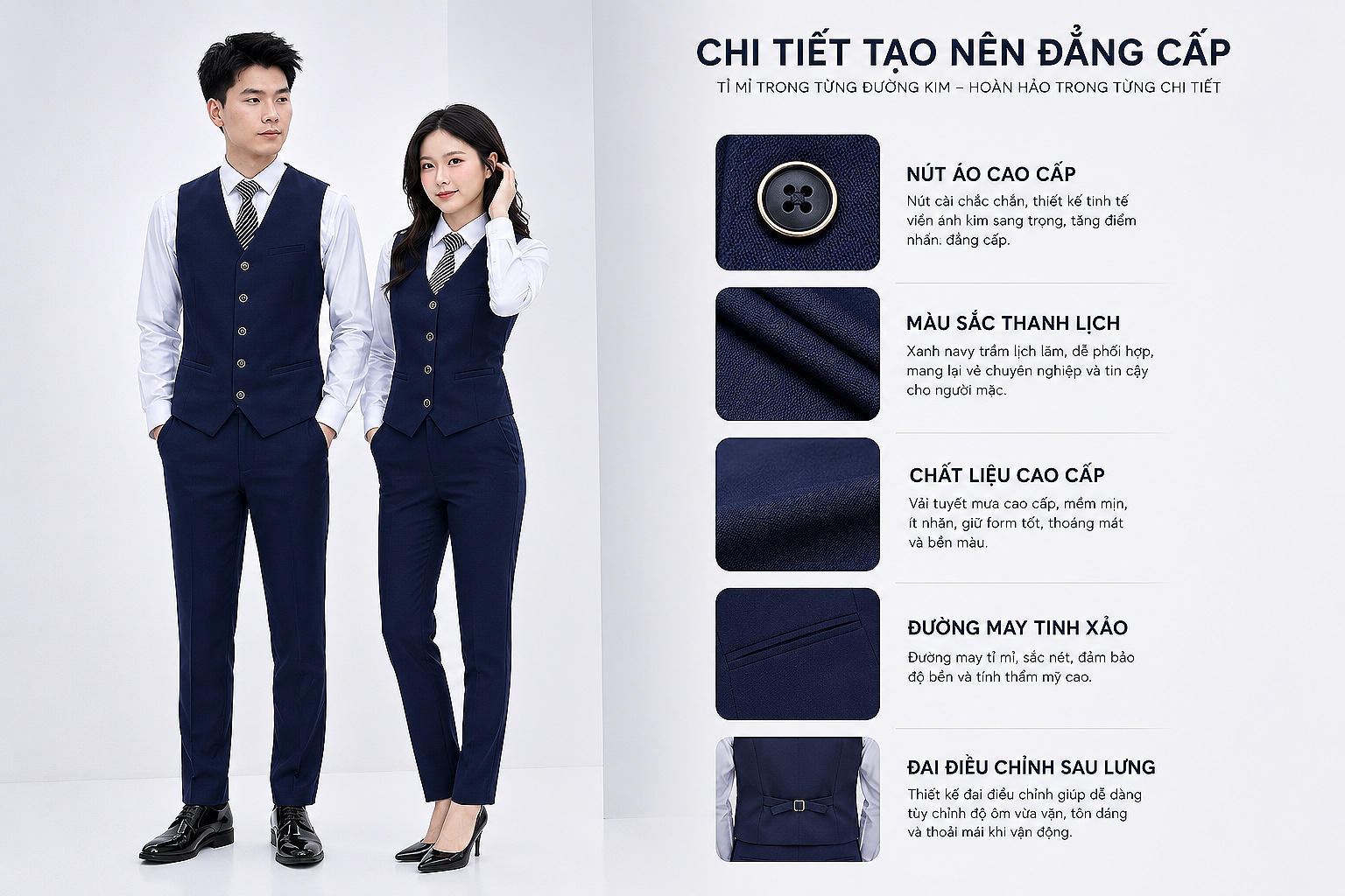 5 Tiêu Chuẩn Vàng Khi Đặt May Đồng Phục Gile Doanh Nghiệp Cao Cấp