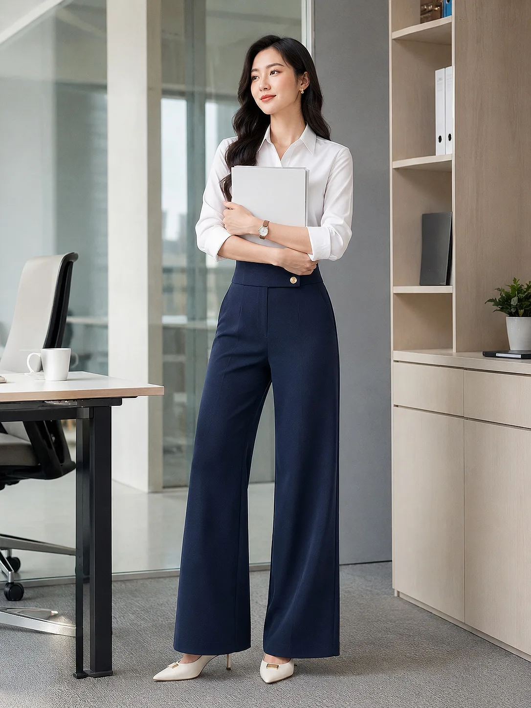 Đồng phục quần tây ống rộng cạp khuy đôi 7 Form Ống Rộng Mang Lại Sự Thoải Mái