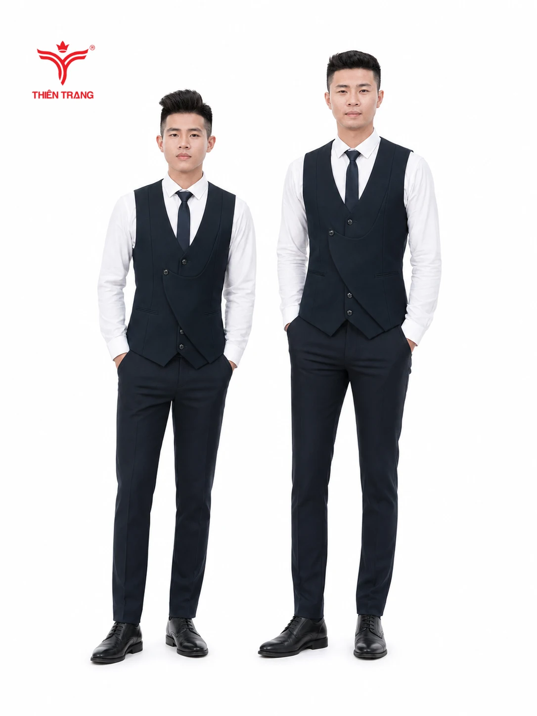 Đồng phục gile nam vạt chéo lượn sóng - Ảnh 2