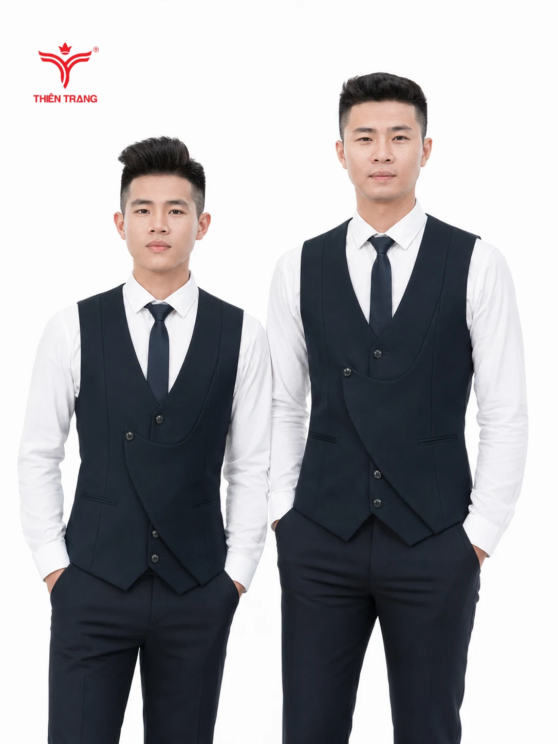 Đồng phục gile nam vạt chéo lượn sóng