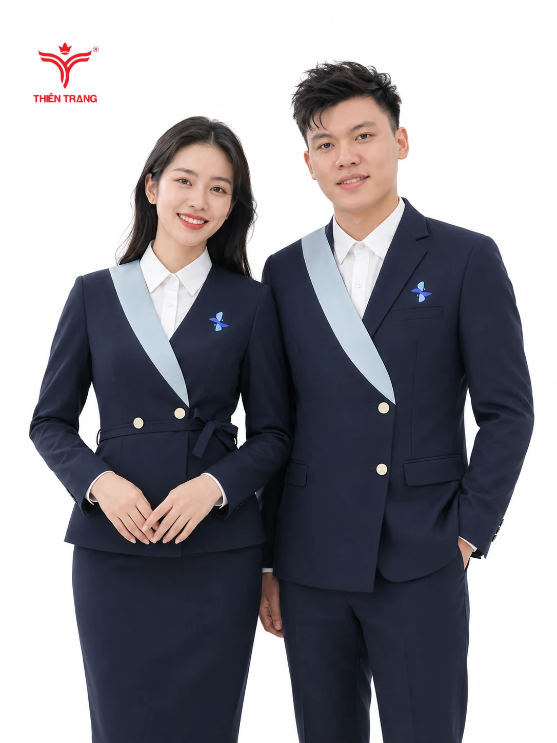 Đồng phục vest công sở phối cổ hai màu cao cấp