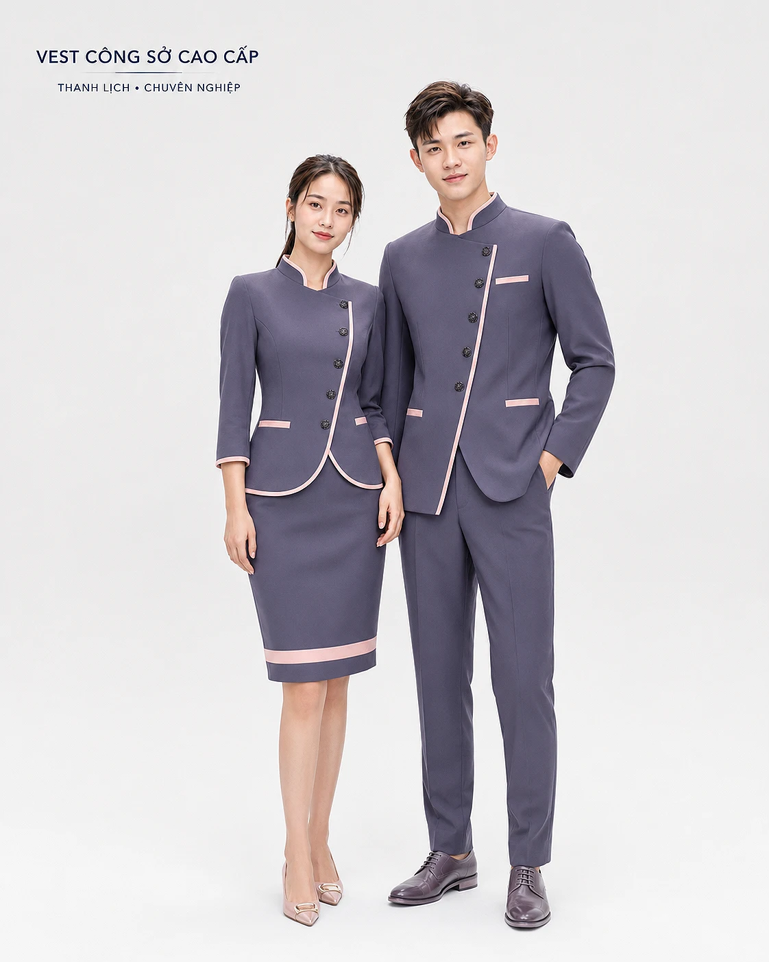 Đồng phục veston văn phòng màu đỏ burgundy sang trọng - Ảnh 2