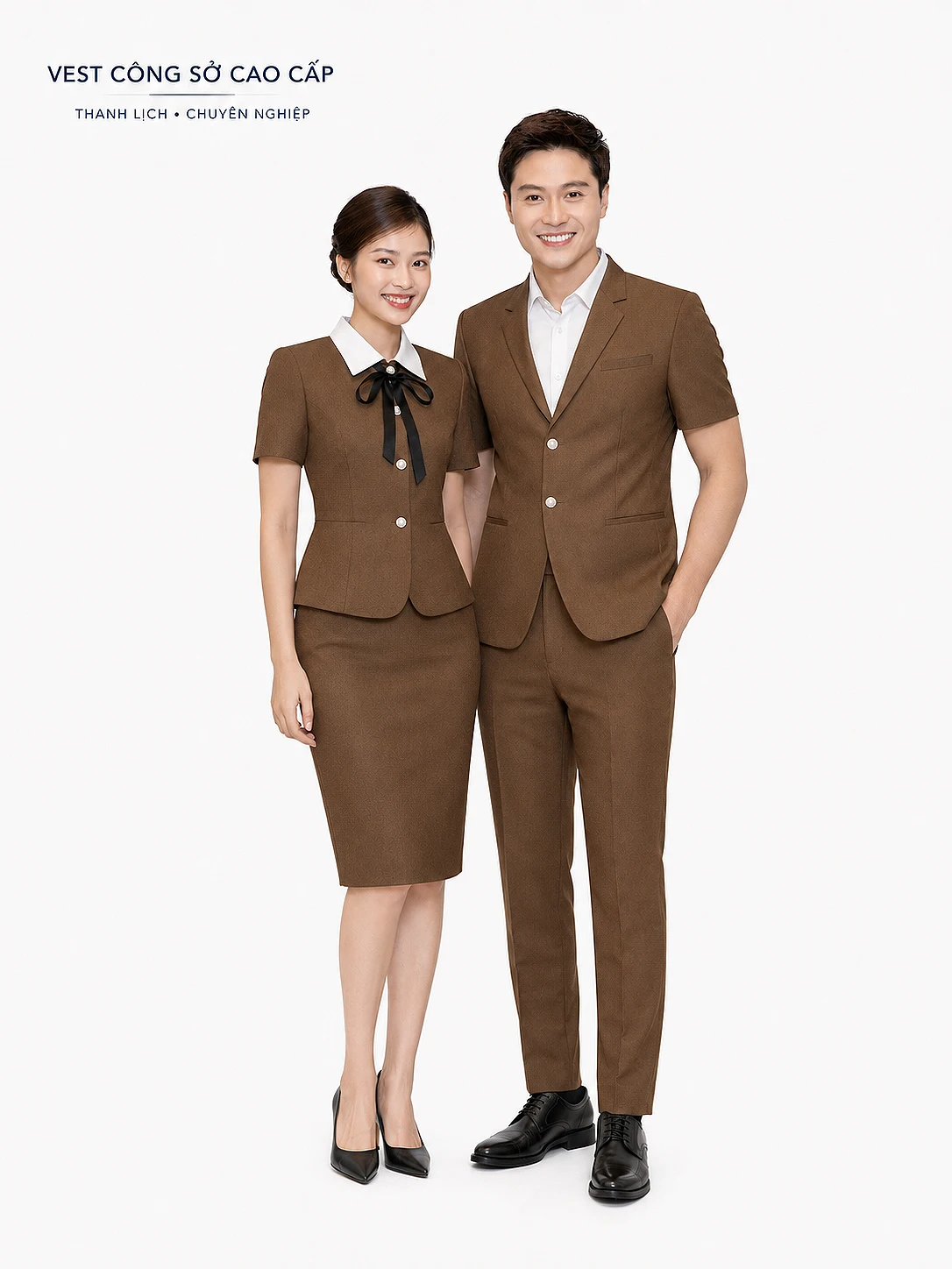 Đồng phục veston tay ngắn phối cổ sen thắt nơ - Ảnh 2
