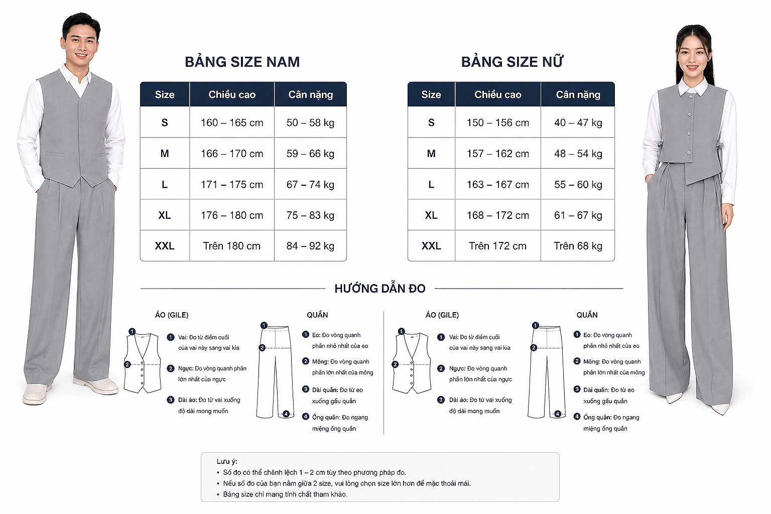 Bảng Size Set Gile Công Sở Cách Tân