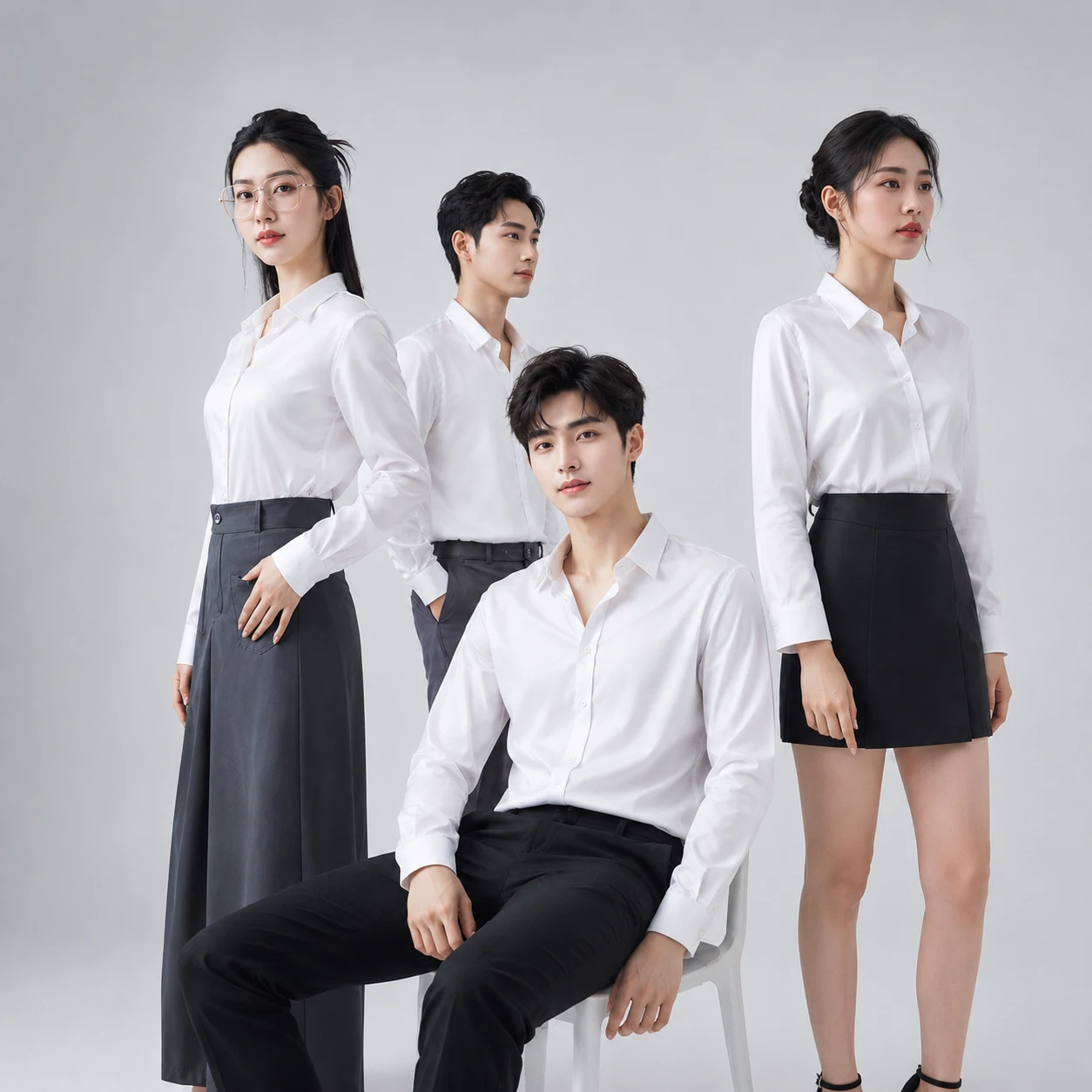 Đồng phục sơ mi chất liệu vải phi bóng 