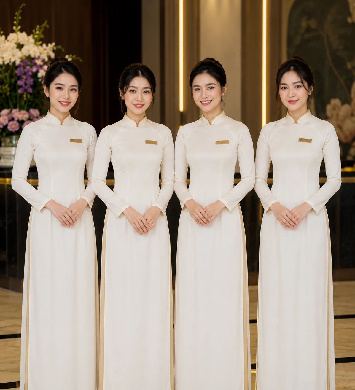 Áo dài chất liệu phi bóng 