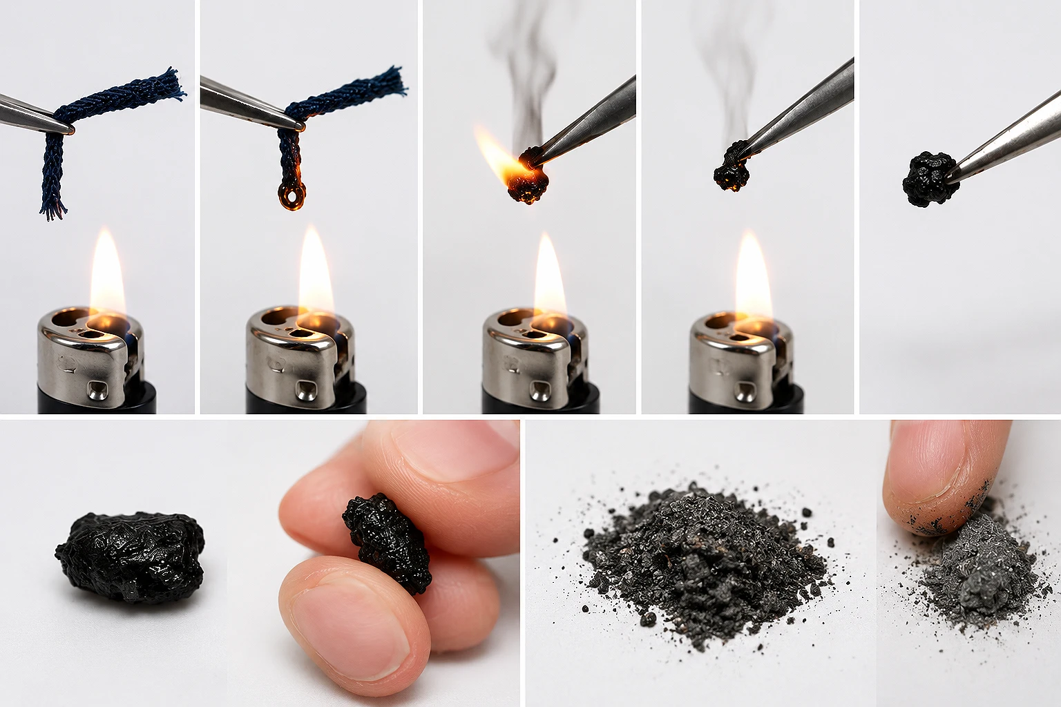 Nhận biết bằng phương pháp thử cháy sợi vải
