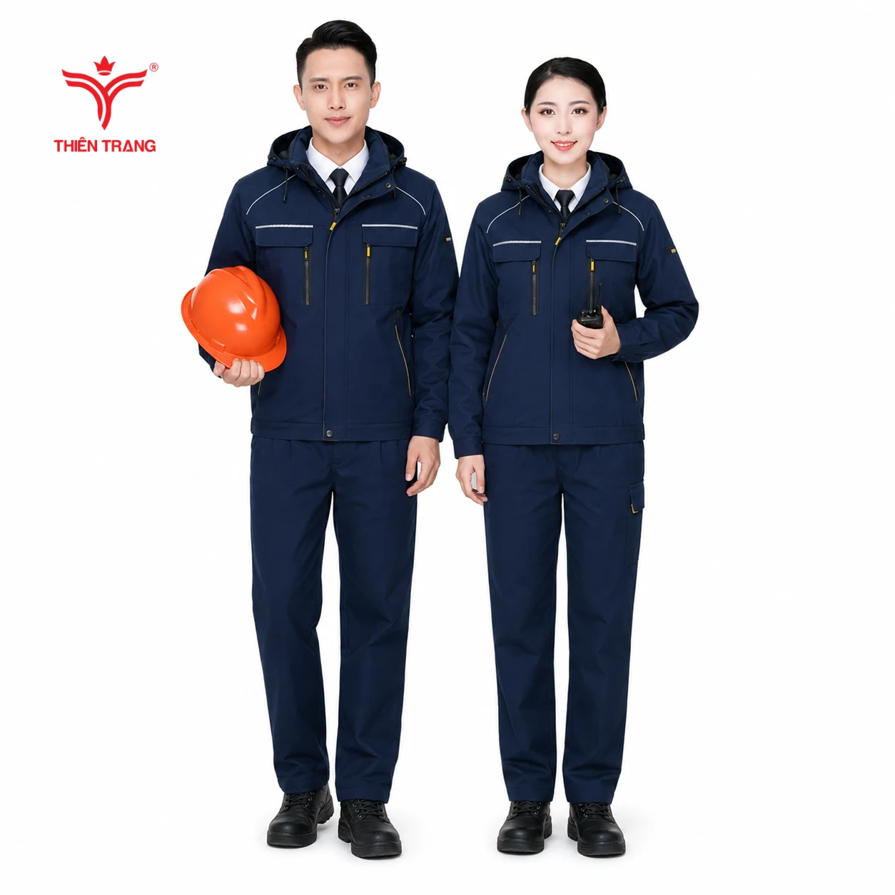 Áo khoác bảo hộ kỹ sư màu xanh đen cao cấp - Ảnh 2
