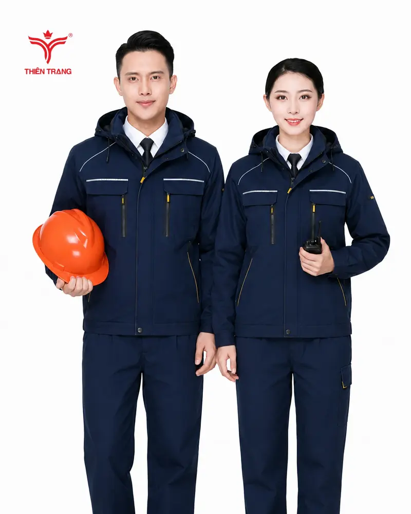 Áo khoác bảo hộ kỹ sư màu xanh đen cao cấp