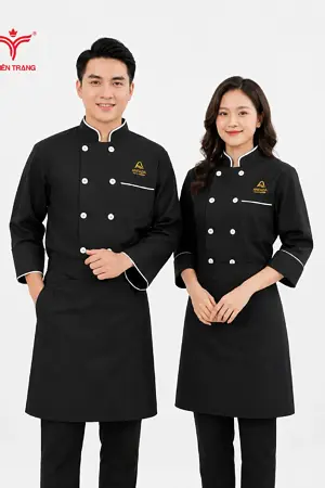 Đồng Phục Đầu Bếp cổ tàu dáng suông ngắn tay