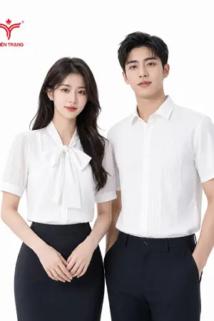 Đồng phục áo sơ mi xếp ly thân trước cao cấp