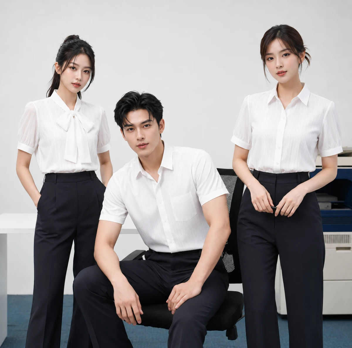 Đồng phục áo sơ mi xếp ly thân trước cao cấp