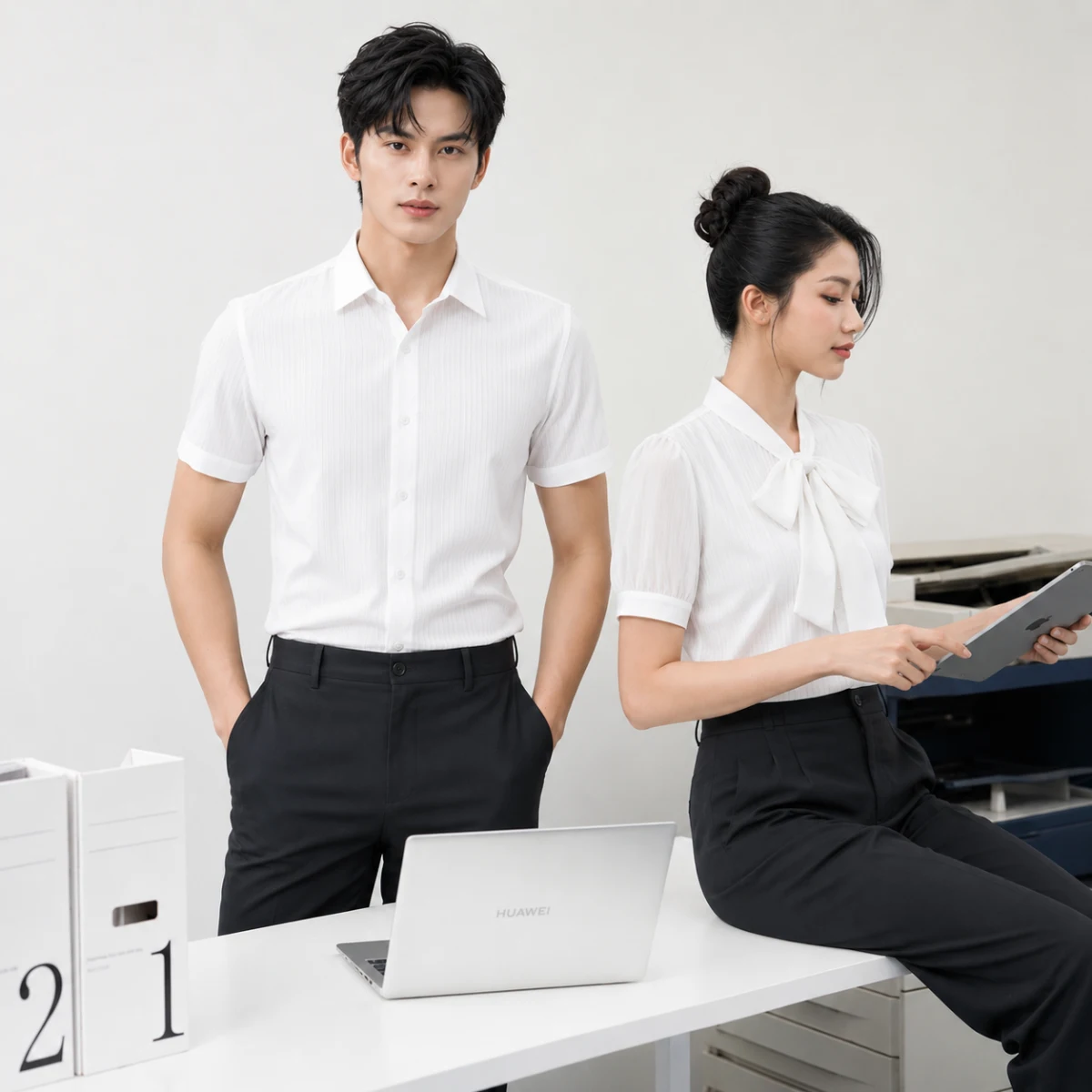 Đồng phục áo sơ mi xếp ly thân trước cao cấp