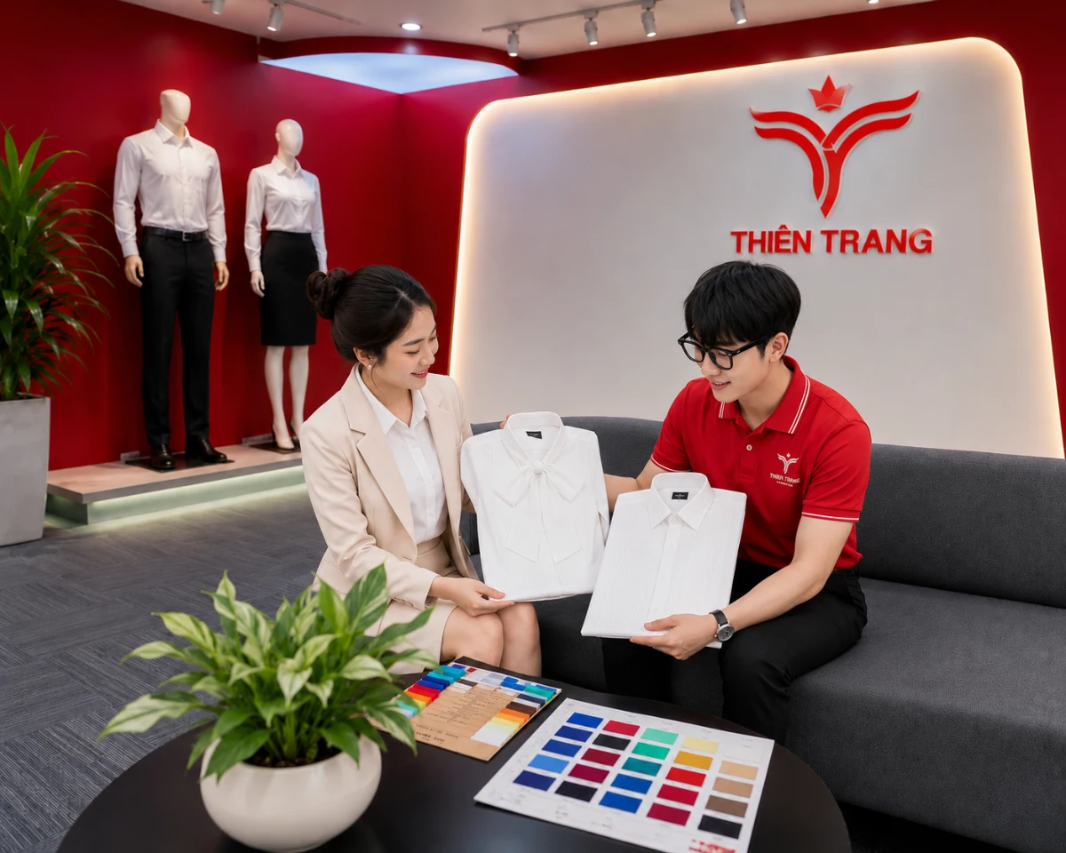 Đồng phục áo sơ mi xếp ly thân trước cao cấp