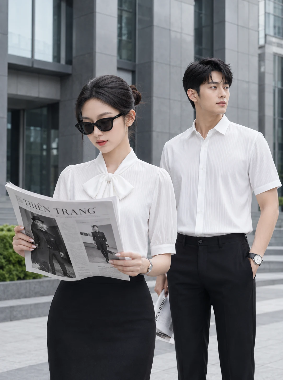 Đồng phục áo sơ mi xếp ly thân trước cao cấp - Ảnh 7
