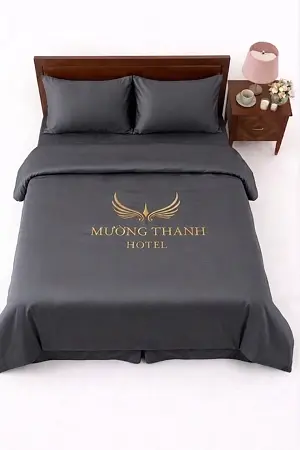 Bộ Chăn Ga Gối Cao Cấp Màu Ghi Xám Đậm 100% cotton