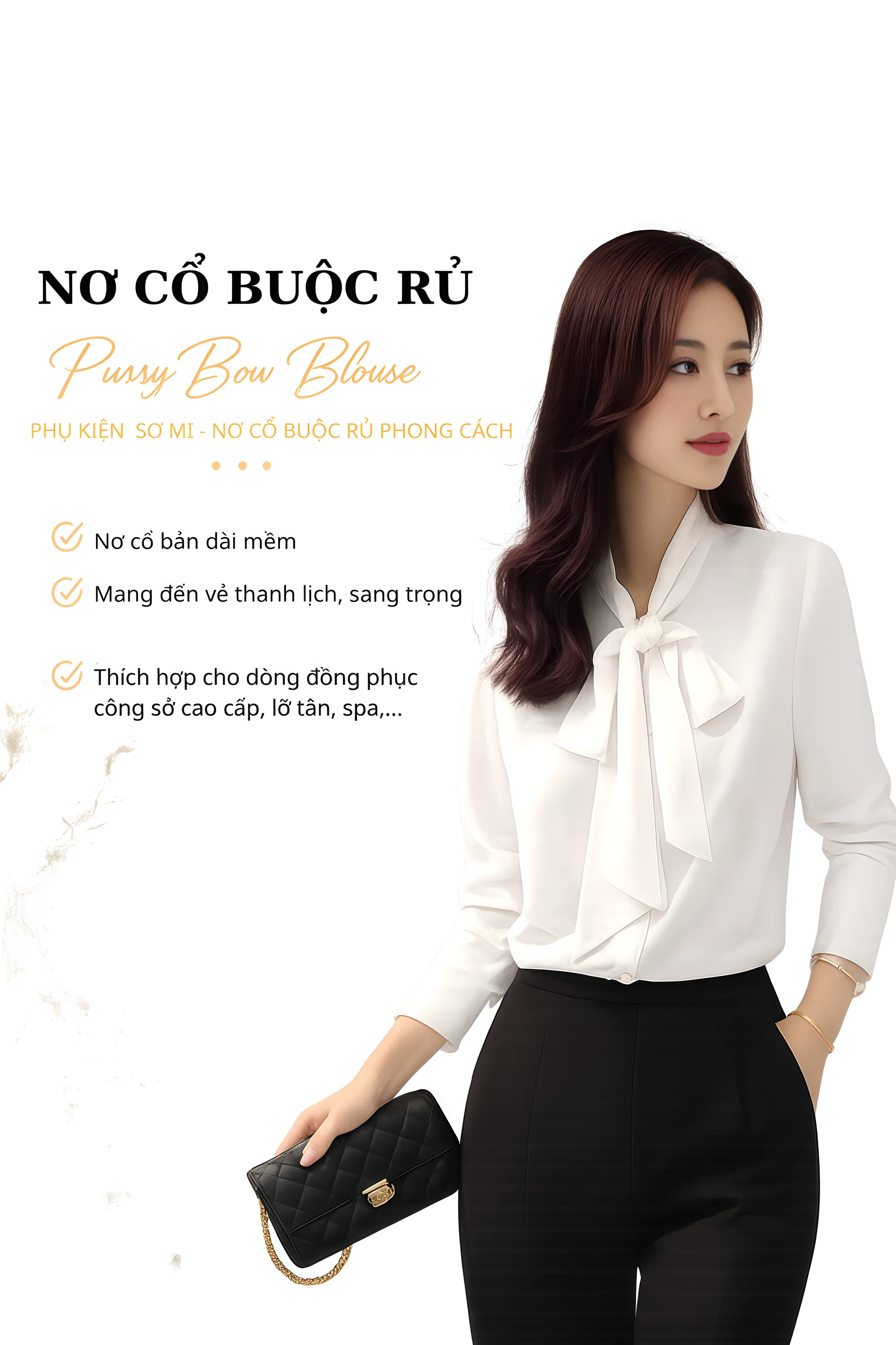Phụ kiện nơ cổ buộc rủ (Pussy Bow Blouse) 2 Phụ kiện nơ cổ buộc rủ (Pussy Bow Blouse) - Ảnh 2
