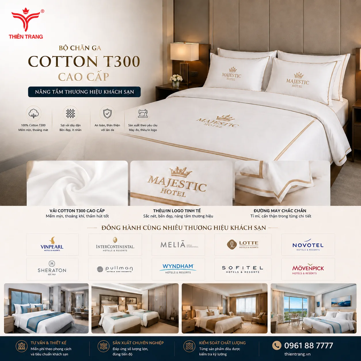 Bộ chăn ga Cotton T300 cao cấp nâng tầm thương hiệu 6 chan ga 2 1