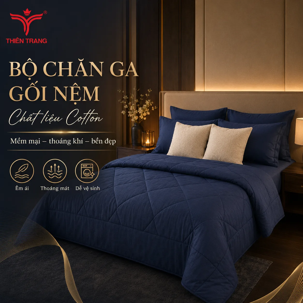 Bộ chăn ga gối nệm chất liệu Cotton 2 Bộ chăn ga gối nệm chất liệu Cotton - Ảnh 2