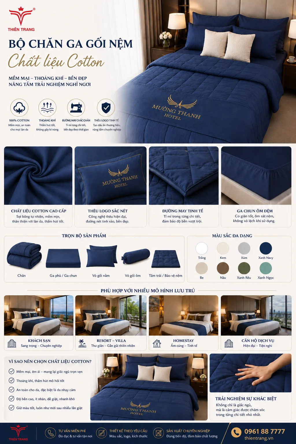 Bộ chăn ga gối nệm chất liệu Cotton 6 chan ga cotton 4