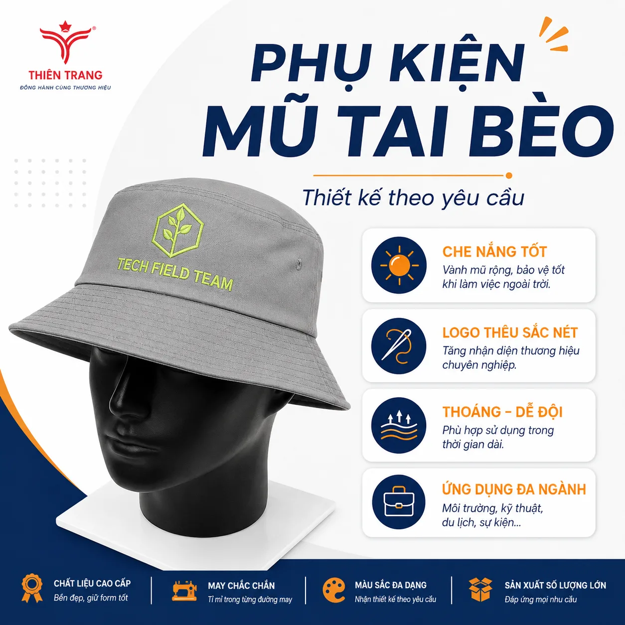 Mũ tai bèo đồng phục theo yêu cầu 4 Mũ tai bèo đồng phục theo yêu cầu - Ảnh 4