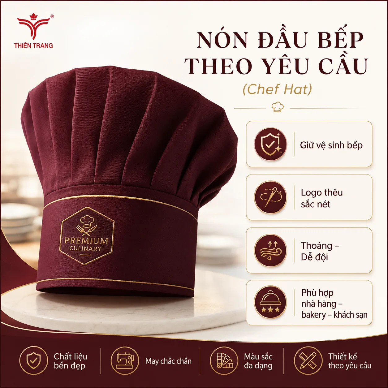 Nón đầu bếp theo yêu cầu 3 Nón đầu bếp theo yêu cầu - Ảnh 3