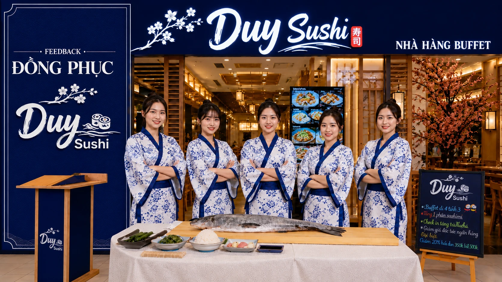 Đồng phục yakata nhà hàng sushi
