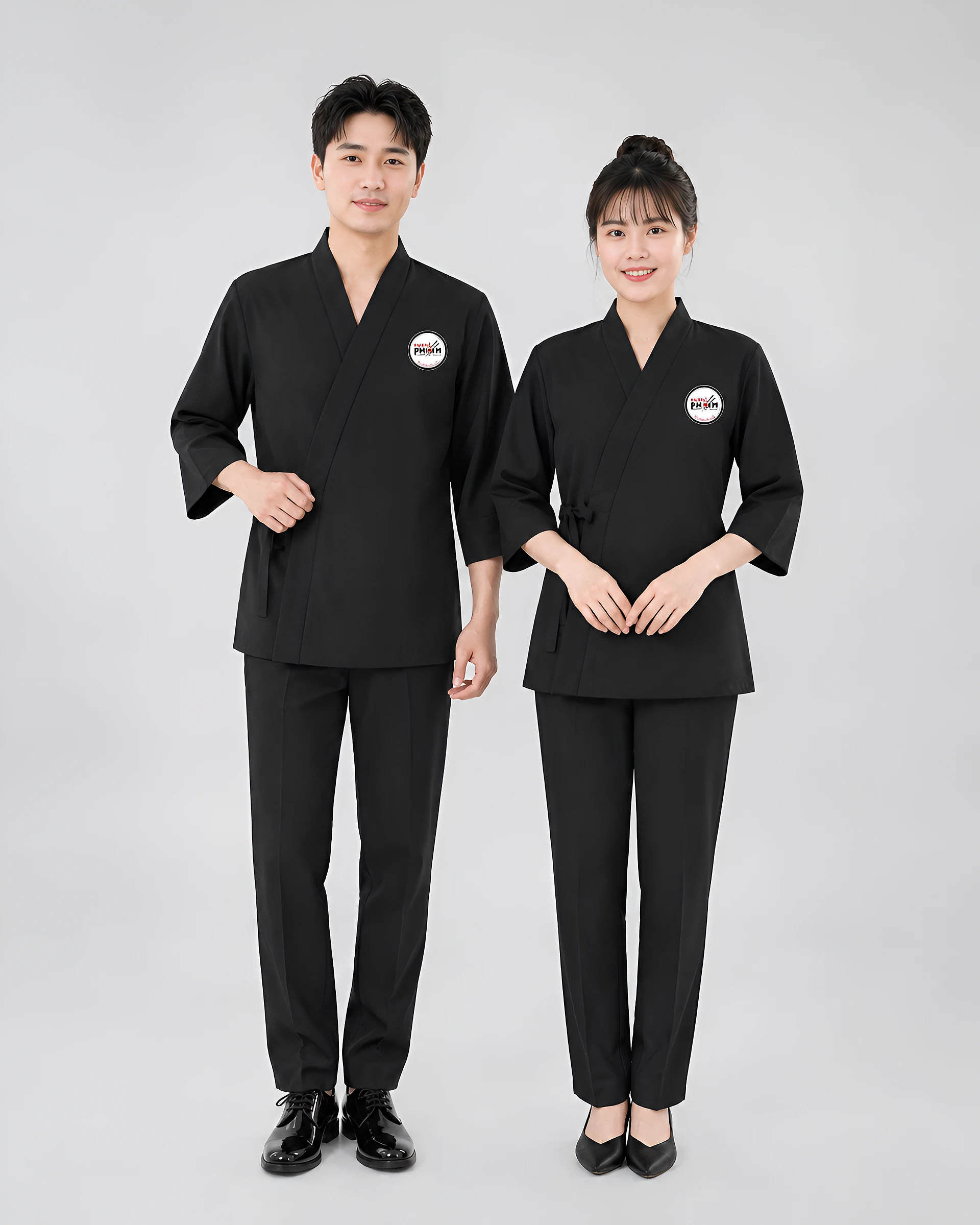 Đồng phục phục vụ Yukata đen nhà hàng sushi Nhật Bản - Ảnh 2