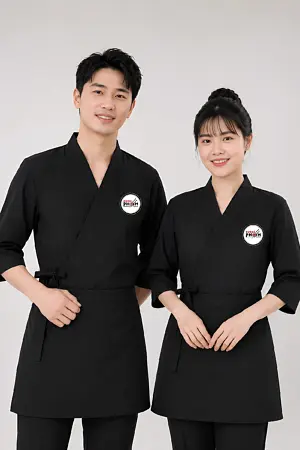 Đồng phục phục vụ Yukata đen nhà hàng sushi Nhật Bản