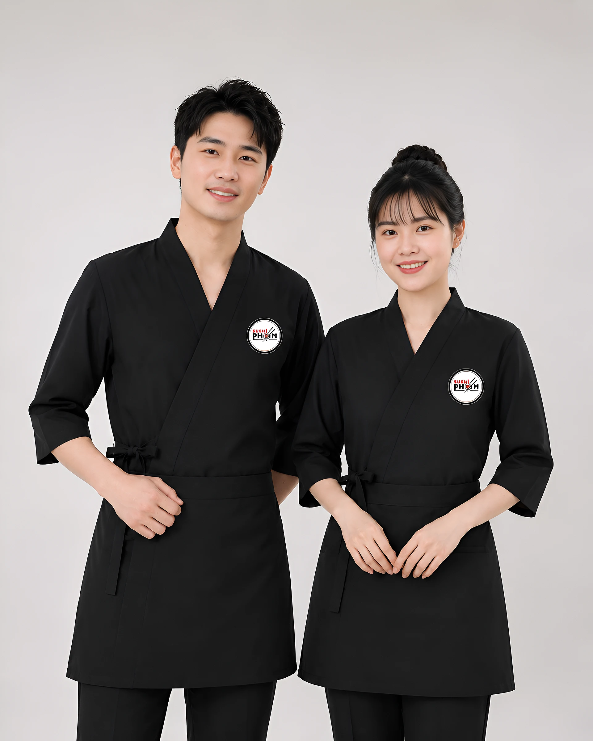 Đồng phục phục vụ Yukata đen nhà hàng sushi Nhật Bản