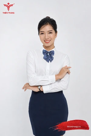 Đồng phục sơ mi nữ trắng có nơ