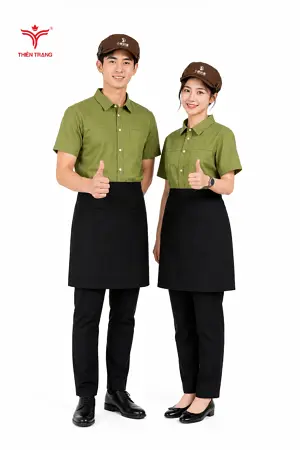 Đồng phục sơ mi tay ngắn nhân viên trà sữa