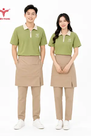 Đồng phục nhân viên quán trà sữa cổ bẻ
